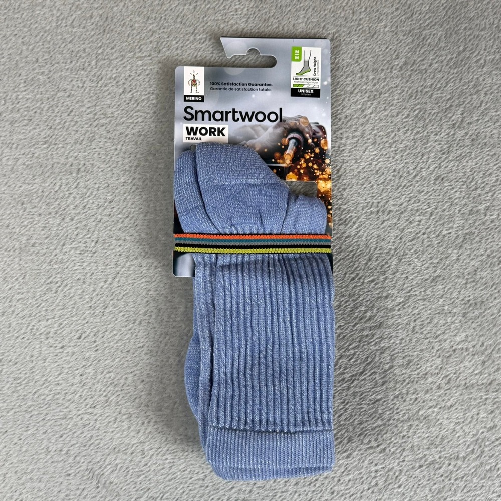 Smartwool Work Socks Mens Medium Blue Steel Merino Wool Cushion Unisex USA NWT